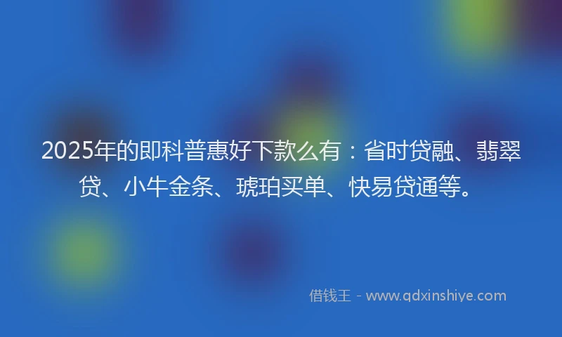 2025年的即科普惠好下款么有：省时贷融、翡翠贷、小牛金条、琥珀买单、快易贷通等。
