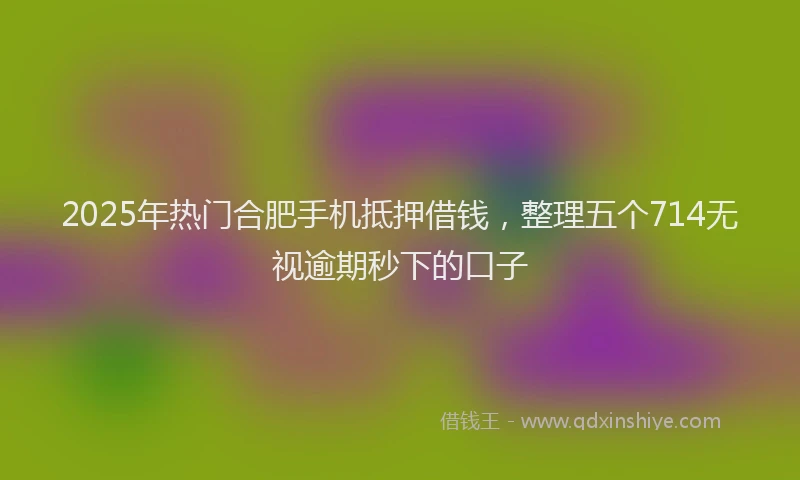 2025年热门合肥手机抵押借钱，整理五个714无视逾期秒下的口子