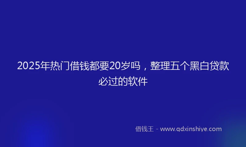 2025年热门借钱都要20岁吗，整理五个黑白贷款必过的软件