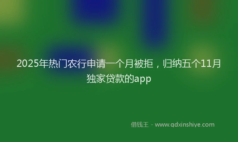 2025年热门农行申请一个月被拒，归纳五个11月独家贷款的app