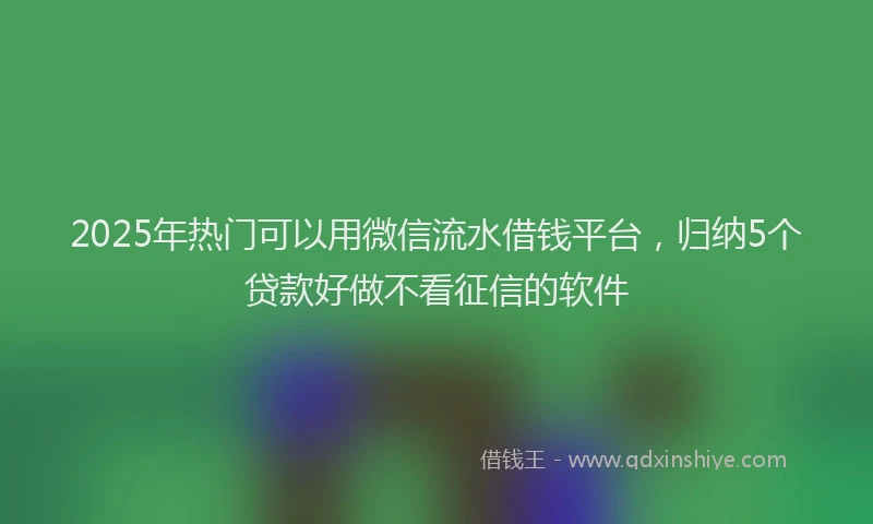 2025年热门可以用微信流水借钱平台，归纳5个贷款好做不看征信的软件