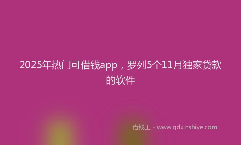 2025年热门可借钱app，罗列5个11月独家贷款的软件