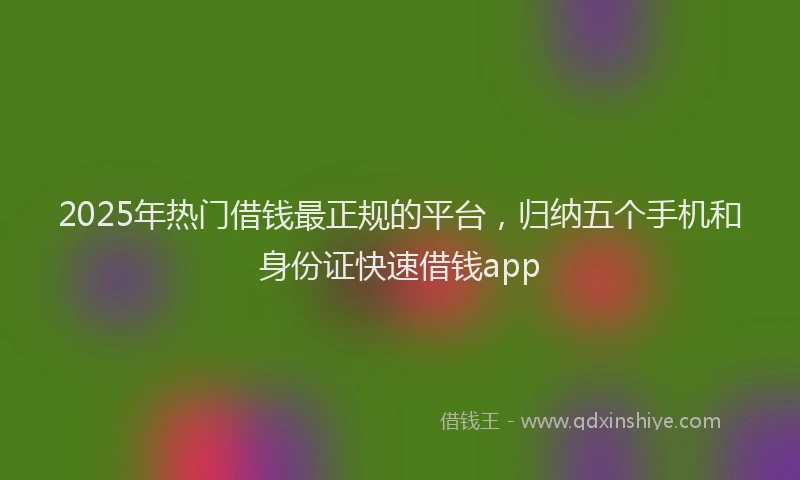 2025年热门借钱最正规的平台，归纳五个手机和身份证快速借钱app