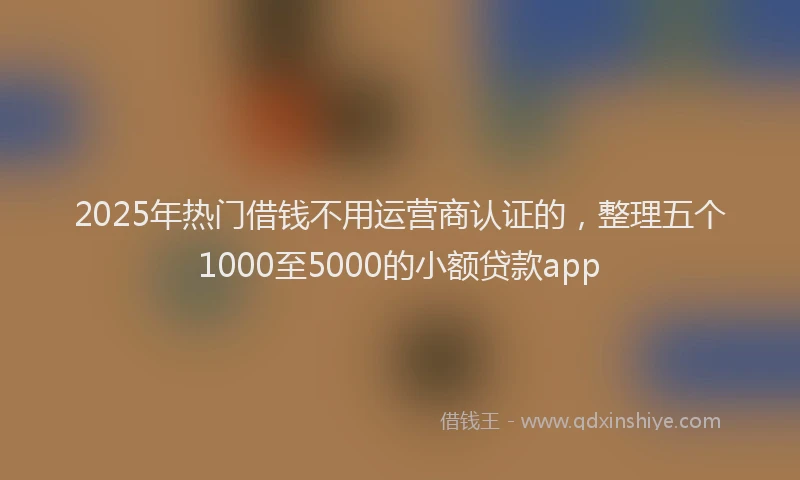 2025年热门借钱不用运营商认证的，整理五个1000至5000的小额贷款app