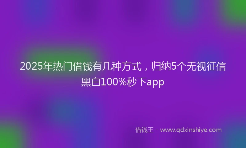 2025年热门借钱有几种方式，归纳5个无视征信黑白100%秒下app