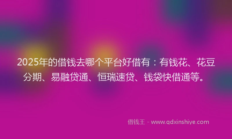 2025年的借钱去哪个平台好借有：有钱花、花豆分期、易融贷通、恒瑞速贷、钱袋快借通等。