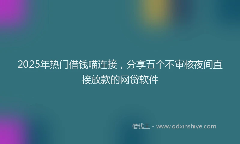 2025年热门借钱喵连接，分享五个不审核夜间直接放款的网贷软件