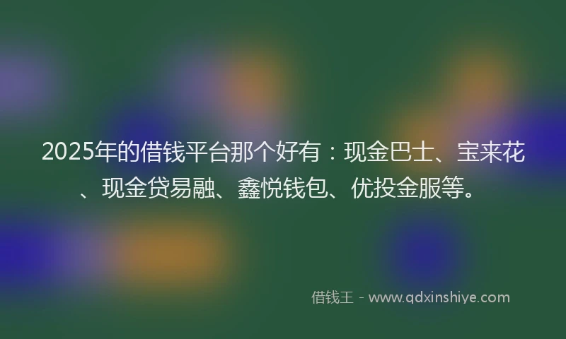 2025年的借钱平台那个好有：现金巴士、宝来花、现金贷易融、鑫悦钱包、优投金服等。