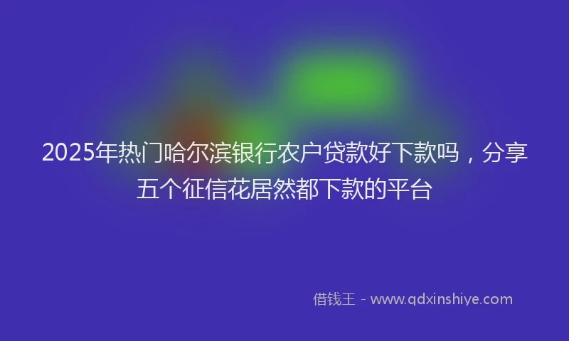 2025年热门哈尔滨银行农户贷款好下款吗，分享五个征信花居然都下款的平台