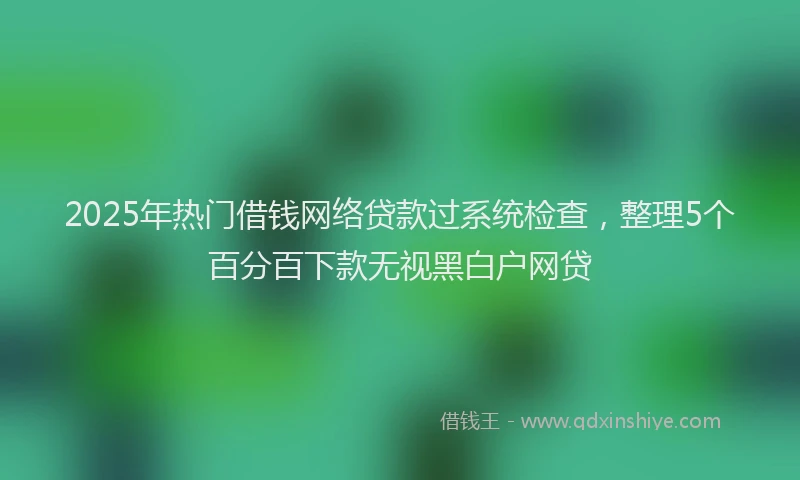 2025年热门借钱网络贷款过系统检查，整理5个百分百下款无视黑白户网贷