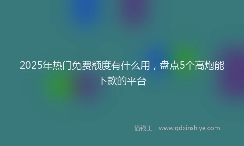 2025年热门免费额度有什么用，盘点5个高炮能下款的平台