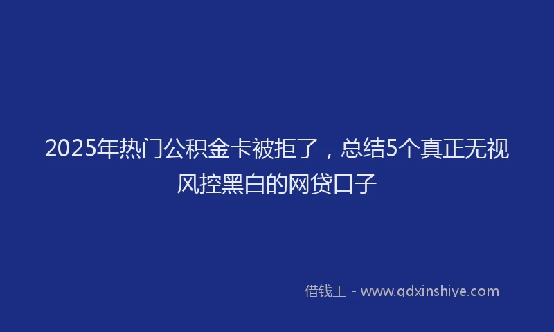 2025年热门公积金卡被拒了，总结5个真正无视风控黑白的网贷口子