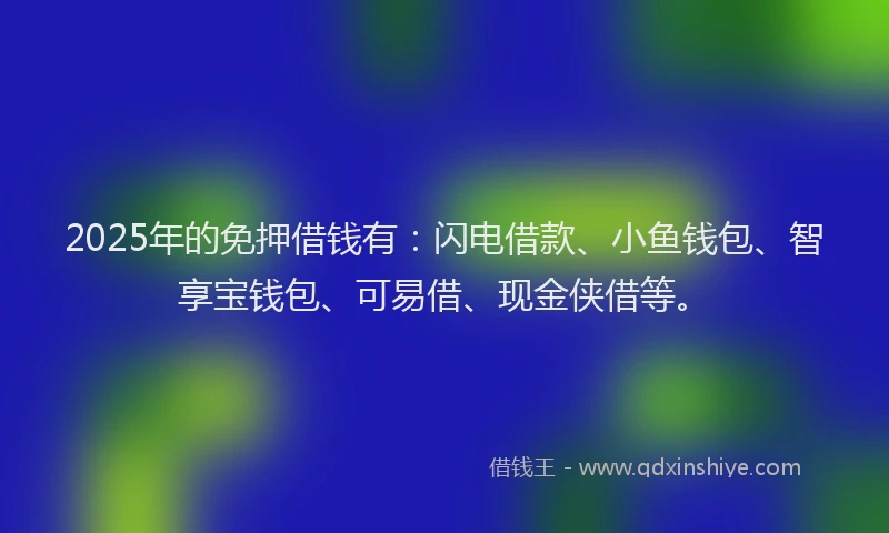 2025年的免押借钱有：闪电借款、小鱼钱包、智享宝钱包、可易借、现金侠借等。