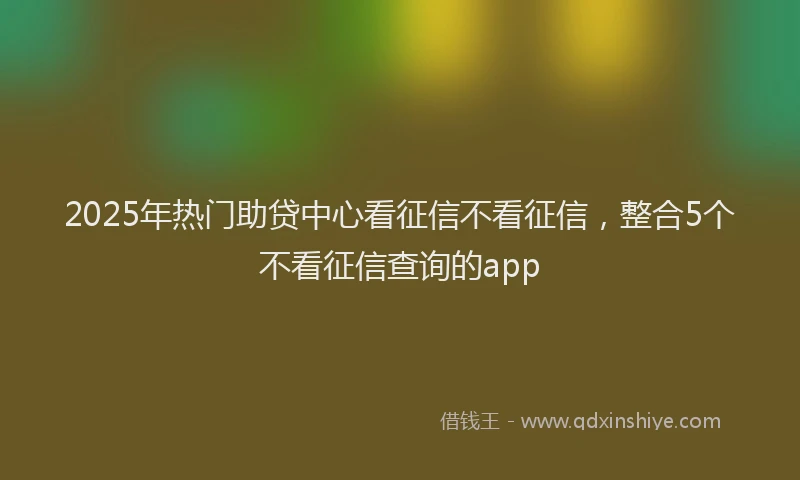 2025年热门助贷中心看征信不看征信，整合5个不看征信查询的app