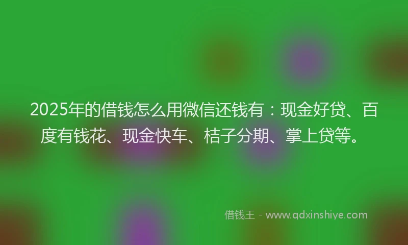 2025年的借钱怎么用微信还钱有：现金好贷、百度有钱花、现金快车、桔子分期、掌上贷等。