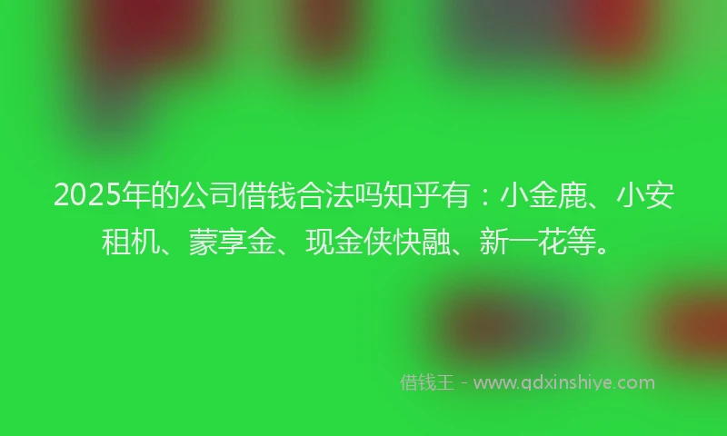 2025年的公司借钱合法吗知乎有：小金鹿、小安租机、蒙享金、现金侠快融、新一花等。