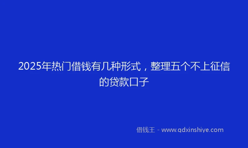 2025年热门借钱有几种形式，整理五个不上征信的贷款口子