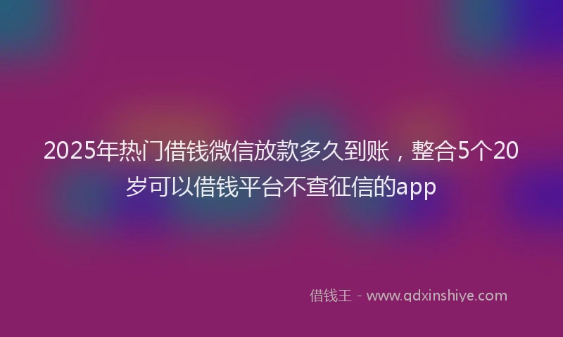 2025年热门借钱微信放款多久到账，整合5个20岁可以借钱平台不查征信的app
