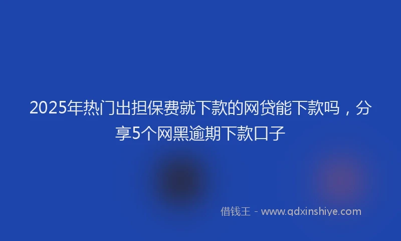 2025年热门出担保费就下款的网贷能下款吗，分享5个网黑逾期下款口子