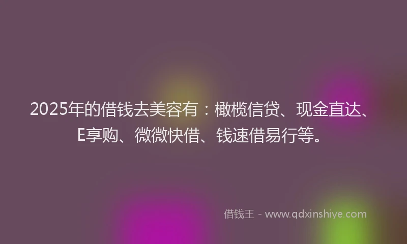 2025年的借钱去美容有：橄榄信贷、现金直达、E享购、微微快借、钱速借易行等。