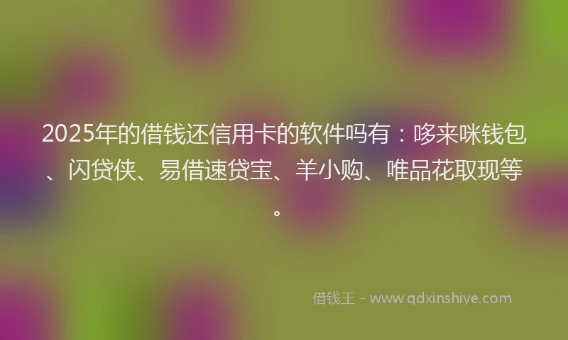 2025年的借钱还信用卡的软件吗有：哆来咪钱包、闪贷侠、易借速贷宝、羊小购、唯品花取现等。