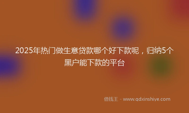 2025年热门做生意贷款哪个好下款呢，归纳5个黑户能下款的平台
