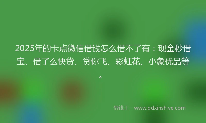 2025年的卡点微信借钱怎么借不了有：现金秒借宝、借了么快贷、贷你飞、彩虹花、小象优品等。