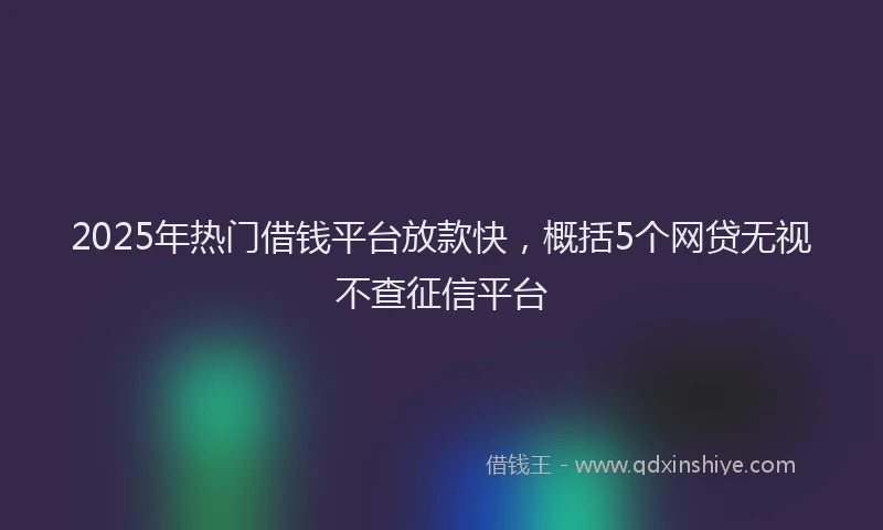 2025年热门借钱平台放款快，概括5个网贷无视不查征信平台
