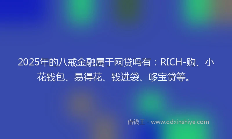 2025年的八戒金融属于网贷吗有：RICH-购、小花钱包、易得花、钱进袋、哆宝贷等。