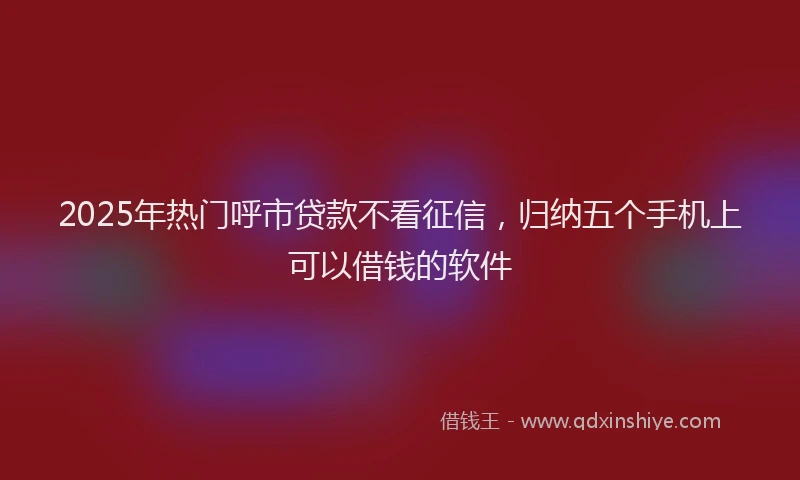 2025年热门呼市贷款不看征信，归纳五个手机上可以借钱的软件