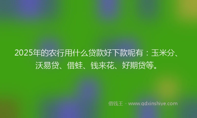 2025年的农行用什么贷款好下款呢有：玉米分、沃易贷、借蛙、钱来花、好期贷等。