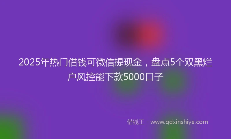 2025年热门借钱可微信提现金，盘点5个双黑烂户风控能下款5000口子