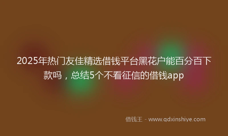 2025年热门友佳精选借钱平台黑花户能百分百下款吗，总结5个不看征信的借钱app