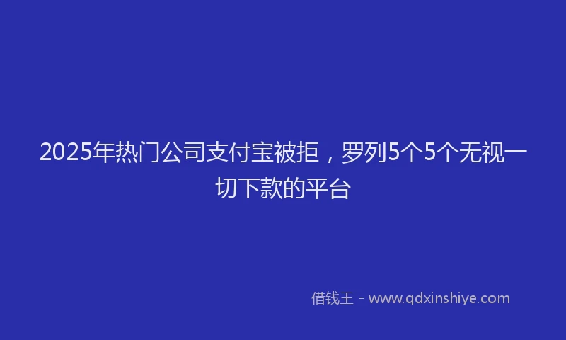 2025年热门公司支付宝被拒，罗列5个5个无视一切下款的平台