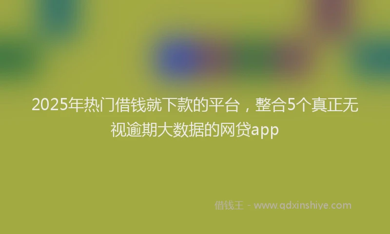 2025年热门借钱就下款的平台，整合5个真正无视逾期大数据的网贷app