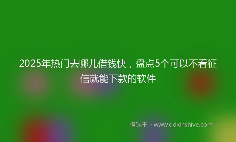 2025年热门去哪儿借钱快，盘点5个可以不看征信就能下款的软件