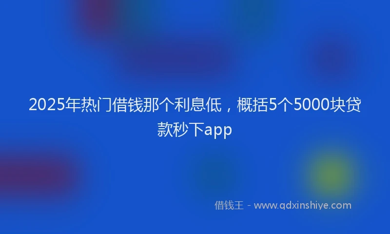 2025年热门借钱那个利息低，概括5个5000块贷款秒下app