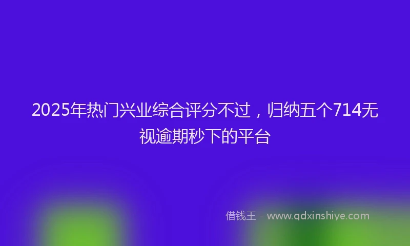 2025年热门兴业综合评分不过，归纳五个714无视逾期秒下的平台