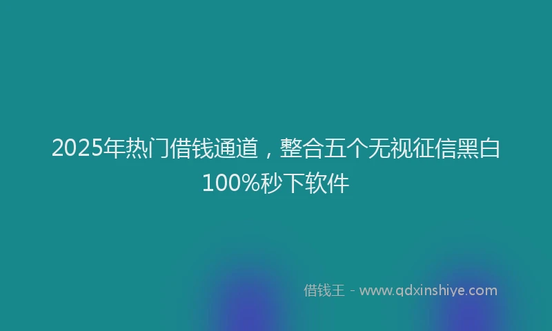 2025年热门借钱通道，整合五个无视征信黑白100%秒下软件
