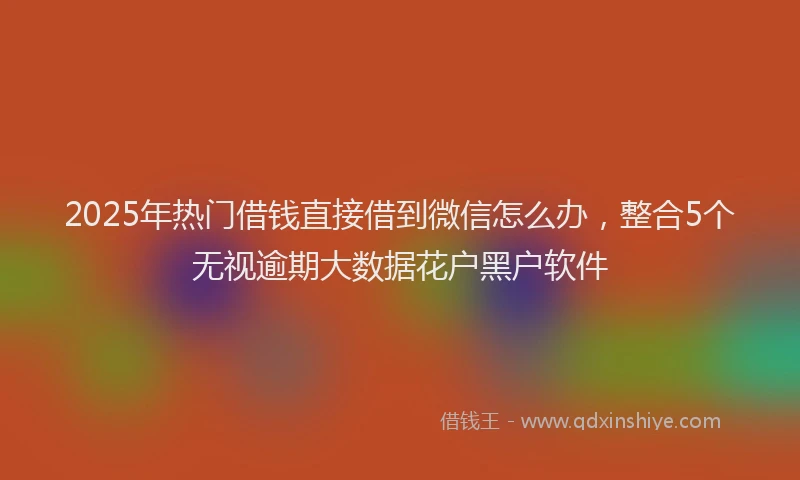 2025年热门借钱直接借到微信怎么办，整合5个无视逾期大数据花户黑户软件