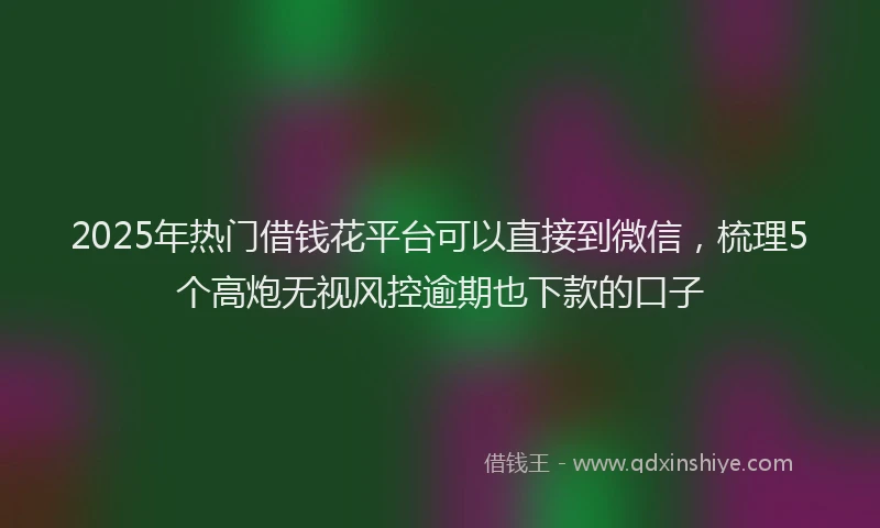 2025年热门借钱花平台可以直接到微信，梳理5个高炮无视风控逾期也下款的口子