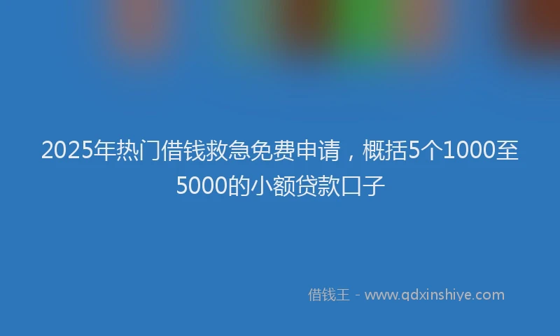2025年热门借钱救急免费申请，概括5个1000至5000的小额贷款口子