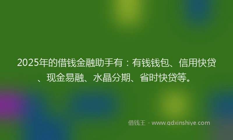 2025年的借钱金融助手有：有钱钱包、信用快贷、现金易融、水晶分期、省时快贷等。
