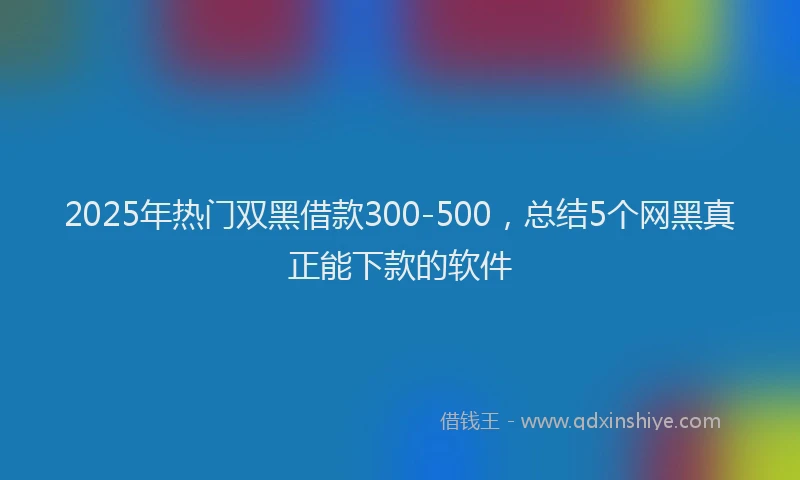 2025年热门双黑借款300-500，总结5个网黑真正能下款的软件