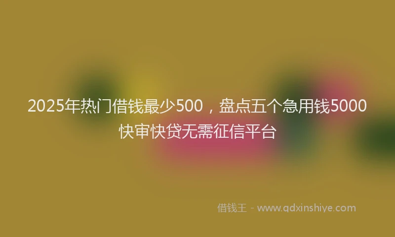 2025年热门借钱最少500，盘点五个急用钱5000快审快贷无需征信平台