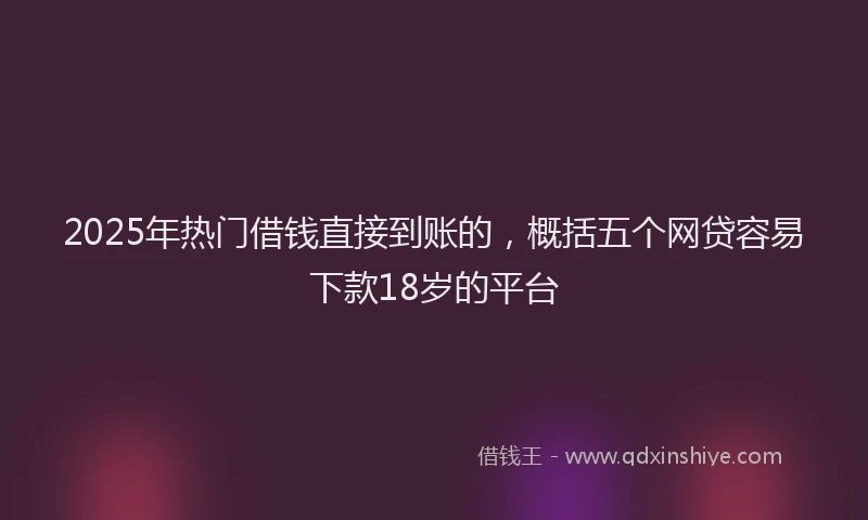 2025年热门借钱直接到账的，概括五个网贷容易下款18岁的平台