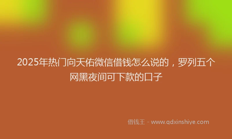2025年热门向天佑微信借钱怎么说的，罗列五个网黑夜间可下款的口子