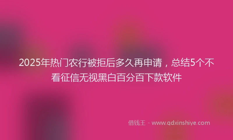 2025年热门农行被拒后多久再申请，总结5个不看征信无视黑白百分百下款软件
