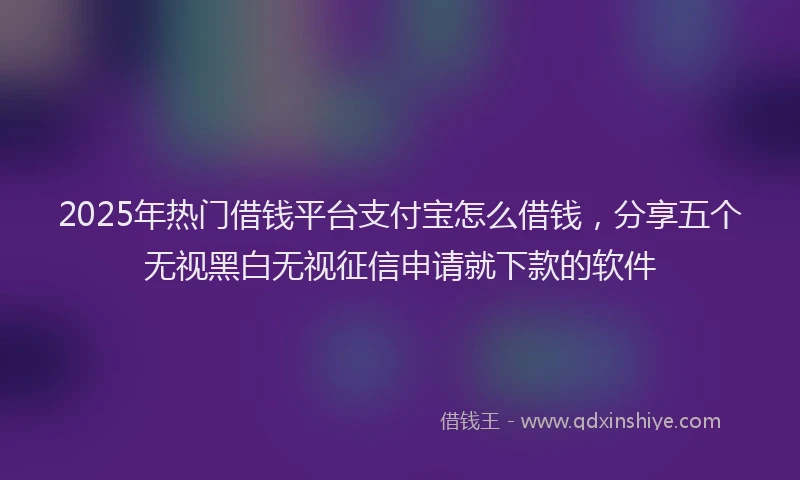 2025年热门借钱平台支付宝怎么借钱，分享五个无视黑白无视征信申请就下款的软件