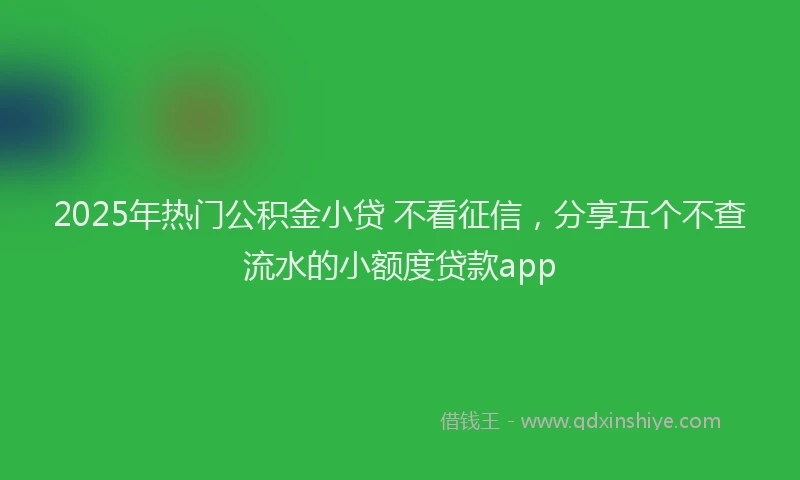 2025年热门公积金小贷 不看征信，分享五个不查流水的小额度贷款app